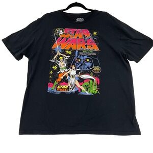 Star Wars Mad Engine Shirt Mens XL Black Star Duel Comic Graphic Luke Leia Vader